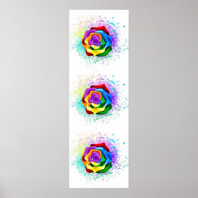 Colorful Rainbow Rose Poster (Front)
