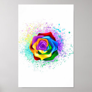 Colorful Rainbow Rose Poster