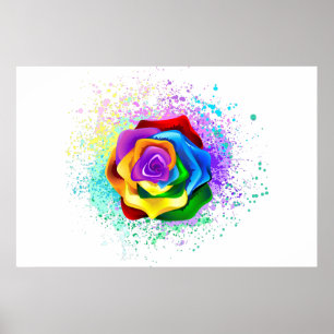 Colorful Rainbow Rose Poster