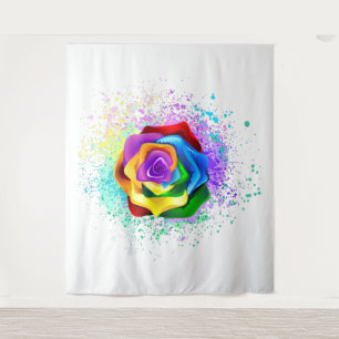 Colorful Rainbow Rose Tapestry
