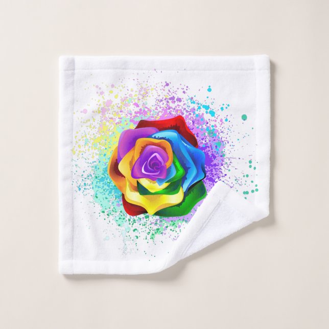 Colorful Rainbow Rose Wash Cloth (Wash Cloth)