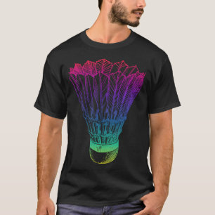 Colorful Rainbow Shuttlecock Badminton Lover Art T-Shirt