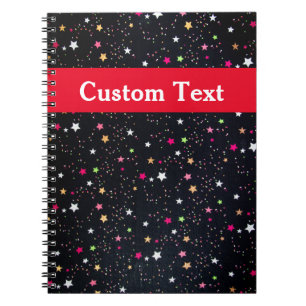 Colorful Rainbow Stars Cute Black Notebook