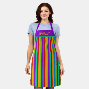 Colorful Rainbow Stripe Custom Apron