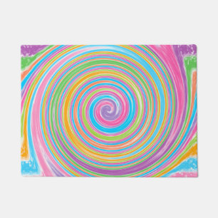 Colorful rainbow swirl doormat