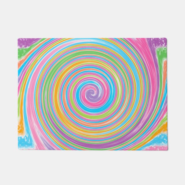 Colorful rainbow swirl    doormat (Front)