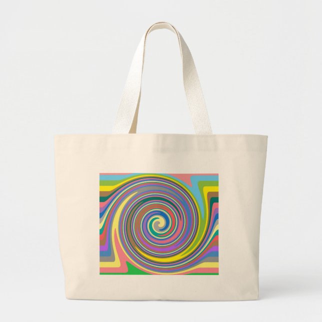 Colorful rainbow swirl pattern large tote bag (Front)