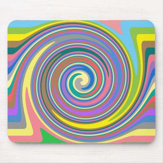 Colorful rainbow swirl pattern mouse mat (Front)