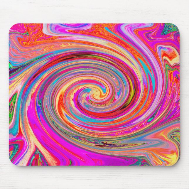 Colorful Rainbow Swirl Retro Abstract Design Mouse Mat (Front)
