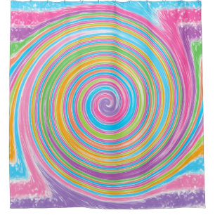 Colorful rainbow swirl shower curtain