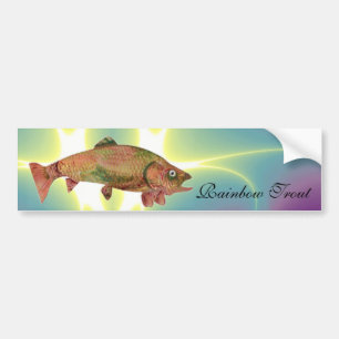 COLORFUL RAINBOW TROUT BUMPER STICKER