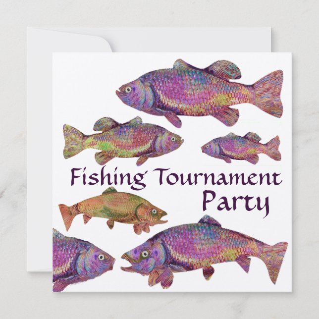 COLORFUL RAINBOW TROUT FISHING TOURNAMENT PARTY INVITATION (Front)