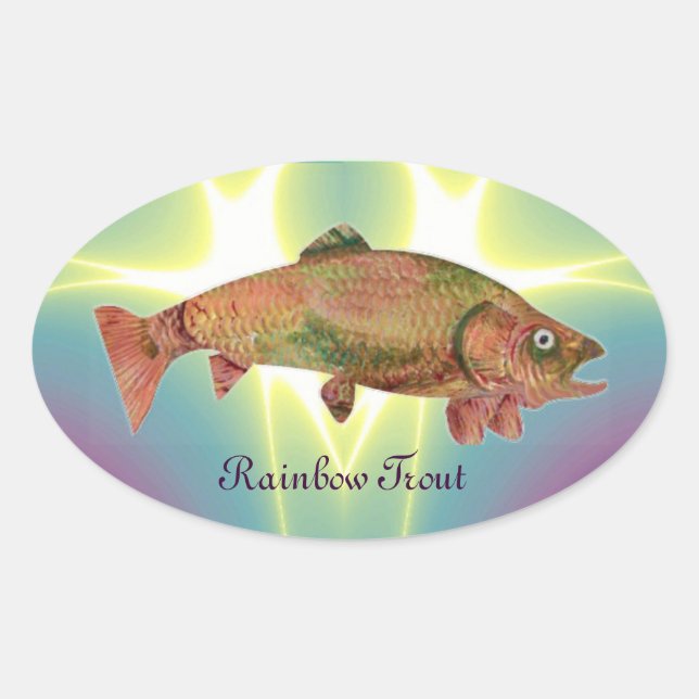 COLORFUL RAINBOW TROUT OVAL STICKER (Front)