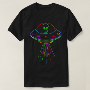 Colorful Rainbow UFO Alien Design T-Shirt