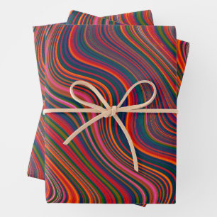Colorful Rainbow Wavy Abstraction Wrapping Paper Sheet