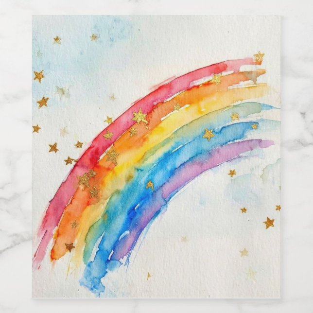 Colorful Rainbow Wine Labels.. Label (Single Label)