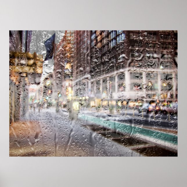 Colorful Rainy Day NYC Abstract Poster (Front)