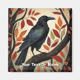 Colorful Raven Perched in a Tree Magnet