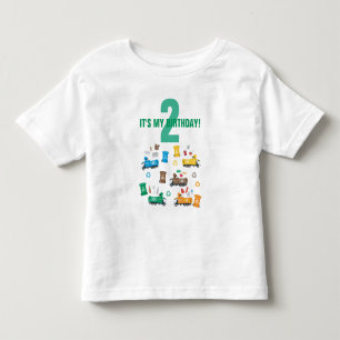 Colorful Recycling Garbage Trucks & Bins Birthday Toddler T-Shirt