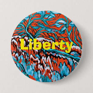 Colorful Red and Blue Magical Woodlands 7.5 Cm Round Badge