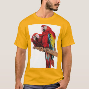 Colorful Red Macaw Watercolor Painting Design T-Shirt