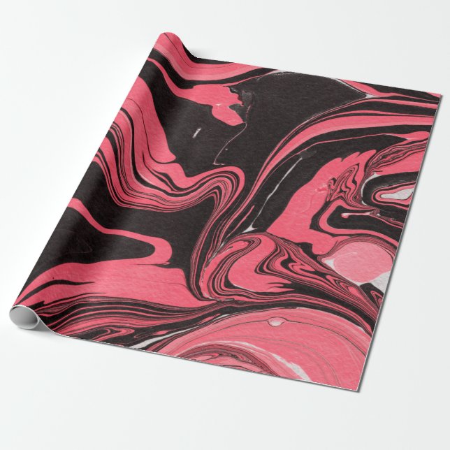 Colorful red marble ink paper textures on white ba (Unrolled)