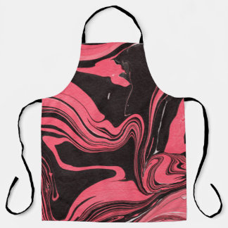 Colorful red marble ink paper textures on white ba apron