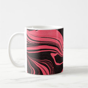 Colorful red marble ink paper textures on white ba coffee mug
