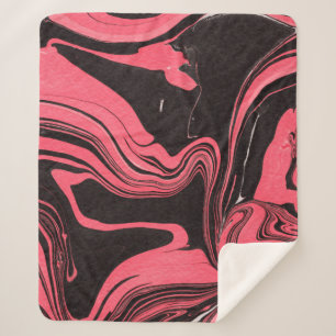 Colorful red marble ink paper textures on white ba sherpa blanket