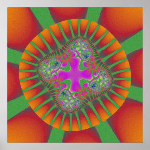 Colorful Red, Orange and Green Fractal Poster