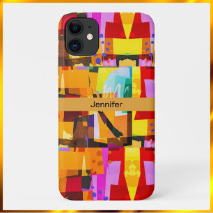 Colorful Red Orange and Pink Abstract  iPhone 11 Case