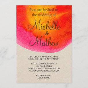 Colorful Red Watercolor Wedding Invitation