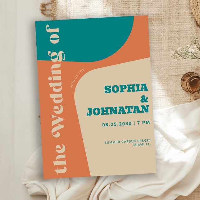 Colorful retro bold typography wedding invitation (Creator Uploaded)
