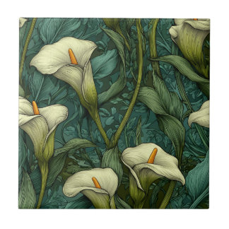 Colorful Retro Calle Lilies Tiles For Home Decor