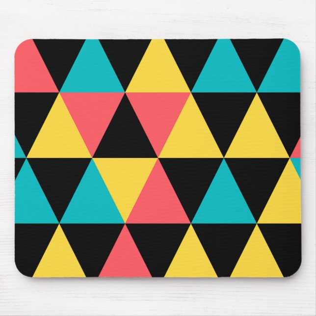 Colorful, retro cheerful geometric graphic pattern mouse mat (Front)