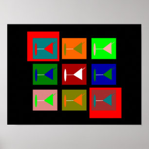 Colorful retro Cocktail glasses Poster