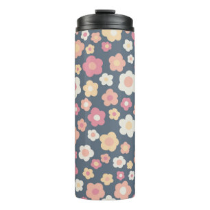Colorful Retro Daisies Pastel Flowers Pattern Cute Thermal Tumbler