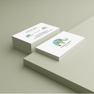 Colorful Retro Floral Elephant Illustration Business Card