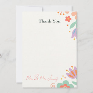 Colorful Retro Floral Wedding Thank You Card