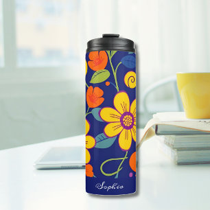 Colorful Retro Flowers-Dopamine Style Thermal Tumbler