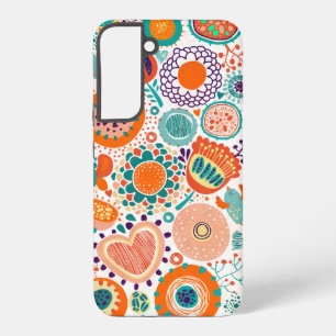 Colorful retro flowers pattern 3a  samsung galaxy case