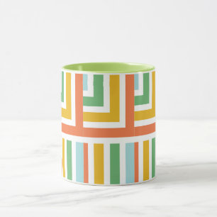 Colorful Retro Geometric Pattern Mug – Customizabl