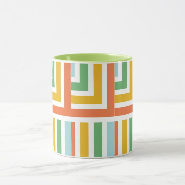 Colorful Retro Geometric Pattern Mug – Customizabl (Center)