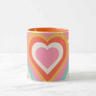 Colorful Retro Hearts with Sparkles   Valentine  Mug