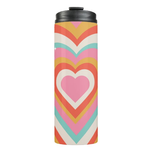 Colorful Retro Hearts with Sparkles | Valentine  Thermal Tumbler (Front)