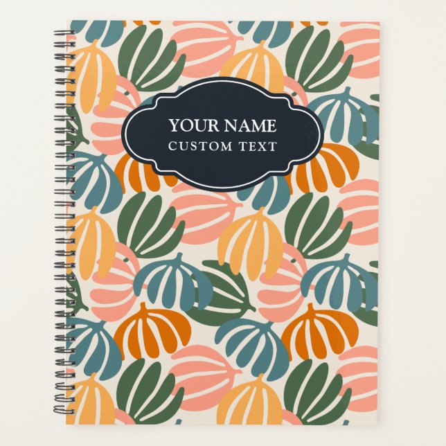 COLORFUL RETRO LEAVES GROOVY BOTANICAL PLANNER (Front)