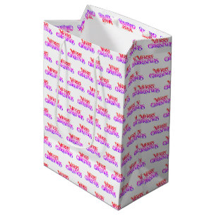 Colorful Retro Merry Christmas Pattern Gift Bag