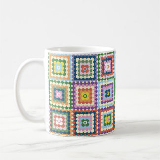 Colorful Retro Mid-Century Mid-Mod Crochet Blossom Coffee Mug