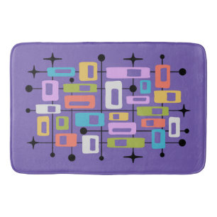 Colorful Retro Mid Century Modern Atomic Abstract Bath Mat