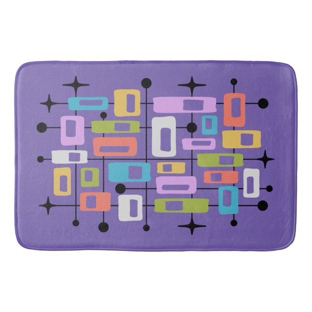 Colorful Retro Mid Century Modern Atomic Abstract Bath Mat (Front)